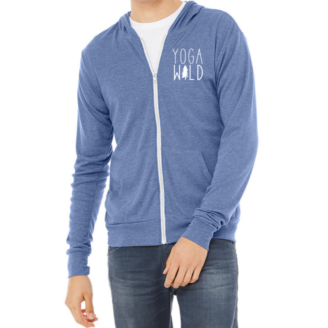 Unisex Full Zip Lightweight Hoodie - Blue